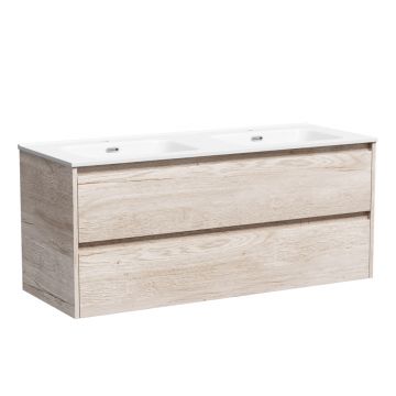 Тумба подвесная Sancos (Санкос) Libra 1190х450х500 мм, c двумя ящиками оснащенными доводчиками, дуб галифакс натуральный, (без раковины) (LB120-2EG)