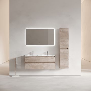 Тумба подвесная Sancos (Санкос) Libra 1190х450х500 мм, c двумя ящиками оснащенными доводчиками, дуб галифакс натуральный, (без раковины) (LB120-2EG)