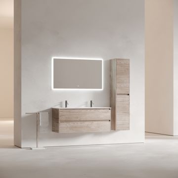 Тумба подвесная Sancos (Санкос) Libra 1190х450х500 мм, c двумя ящиками оснащенными доводчиками, дуб галифакс натуральный, (без раковины) (LB120-2EG)