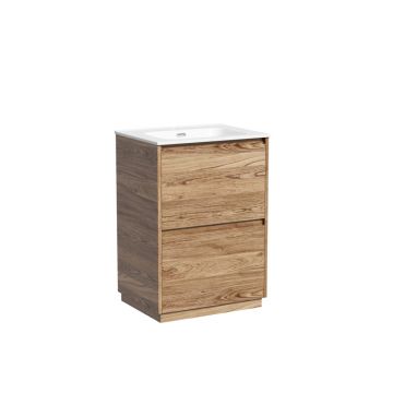 Тумба под раковину Sancos (Санкос) Libra Floor напольная, 590х450х840 мм, c двумя ящиками оснащенными доводчиками, дуб чарльстон, (без раковины) (LB60FECH)