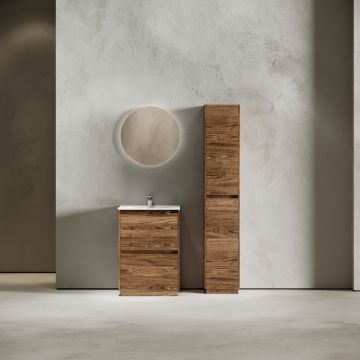 Тумба под раковину Sancos (Санкос) Libra Floor напольная, 590х450х840 мм, c двумя ящиками оснащенными доводчиками, дуб чарльстон, (без раковины) (LB60FECH)