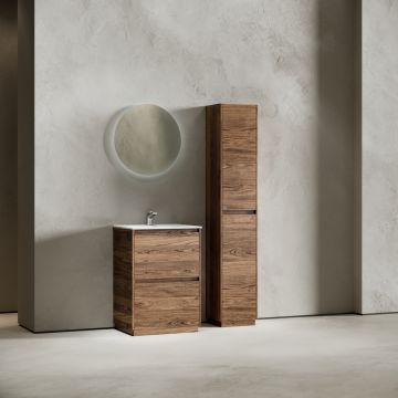 Тумба под раковину Sancos (Санкос) Libra Floor напольная, 590х450х840 мм, c двумя ящиками оснащенными доводчиками, дуб чарльстон, (без раковины) (LB60FECH)