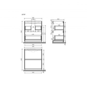 Тумба под раковину Sancos Libra Floor напольная, 690х450х840 мм, c двумя ящиками оснащенными доводчиками, дуб чарльстон, (без раковины) (LB70FECH)