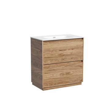 Тумба под раковину Sancos (Санкос) Libra Floor напольная, 790х450х840 мм, c двумя ящиками оснащенными доводчиками, дуб чарльстон, (без раковины) (LB80FECH)