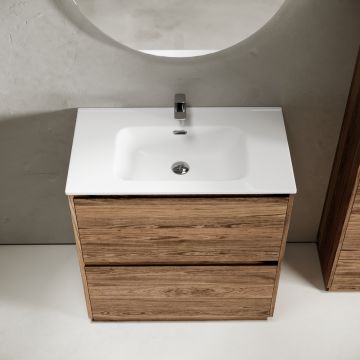 Тумба под раковину Sancos (Санкос) Libra Floor напольная, 790х450х840 мм, c двумя ящиками оснащенными доводчиками, дуб чарльстон, (без раковины) (LB80FECH)