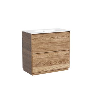 Тумба под раковину Sancos (Санкос) Libra Floor напольная, 890х450х840 мм, c двумя ящиками оснащенными доводчиками, дуб чарльстон, (без раковины) (LB90FECH)
