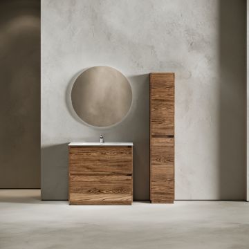 Тумба под раковину Sancos (Санкос) Libra Floor напольная, 890х450х840 мм, c двумя ящиками оснащенными доводчиками, дуб чарльстон, (без раковины) (LB90FECH)