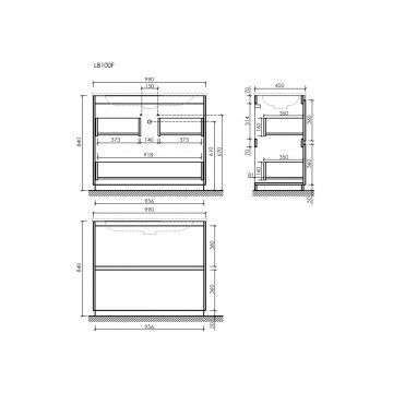 Тумба под раковину Sancos Libra Floor напольная, 990х450х840 мм, c двумя ящиками оснащенными доводчиками, дуб чарльстон, (без раковины) (LB100FECH)