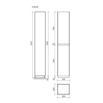 Шкаф-пенал Sancos (Санкос) Libra Floor напольный, дуб чарльстон, 350х300х1870мм, (PLB35FECH)