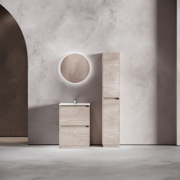 Тумба под раковину Sancos (Санкос) Libra Floor напольная,590х450х840 мм, c двумя ящиками оснащенными доводчиками, дуб галифакс натуральный, (без раковины) (LB60FEG)