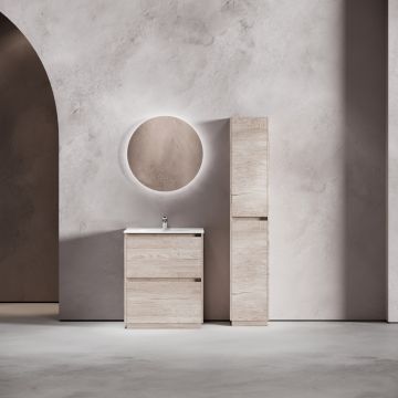 Тумба под раковину Sancos (Санкос) Libra Floor напольная, 690х450х840 мм, c двумя ящиками оснащенными доводчиками, дуб галифакс натуральный, (без раковины) (LB70FEG)