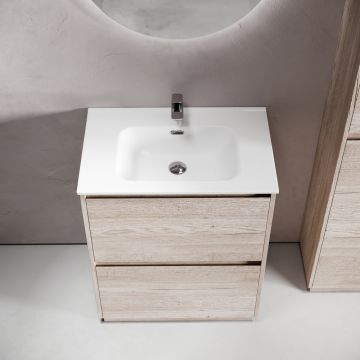 Тумба под раковину Sancos (Санкос) Libra Floor напольная, 690х450х840 мм, c двумя ящиками оснащенными доводчиками, дуб галифакс натуральный, (без раковины) (LB70FEG)