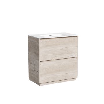 Тумба под раковину Sancos (Санкос) Libra Floor напольная, 790х450х840 мм, c двумя ящиками оснащенными доводчиками, дуб галифакс натуральный, (без раковины) (LB80FEG)