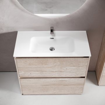 Тумба под раковину Sancos (Санкос) Libra Floor напольная, 990х450х840 мм, c двумя ящиками оснащенными доводчиками, дуб галифакс натуральный, (без раковины) (LB100FEG)