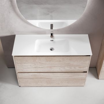 Тумба под раковину Sancos Libra Floor напольная, 1190х450х840 мм, c двумя ящиками оснащенными доводчиками, дуб галифакс натуральный, (без раковины) (LB120F-1EG)