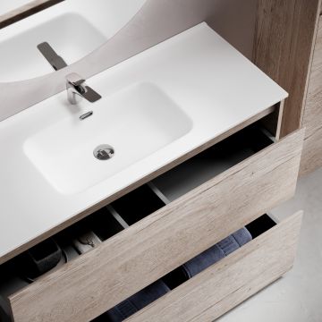 Тумба под раковину Sancos Libra Floor напольная, 1190х450х840 мм, c двумя ящиками оснащенными доводчиками, дуб галифакс натуральный, (без раковины) (LB120F-1EG)