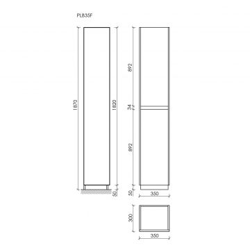 Шкаф-пенал Sancos (Санкос) Libra Floor напольный дуб галифакс натуральный, 350х300х1870 мм, (PLB35FEG)