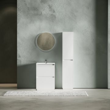 Тумба под раковину Sancos (Санкос) Libra Floor напольная, 590х450х840 мм, c двумя ящиками оснащенными доводчиками, белый глянец, (без раковины) (LB60FW)