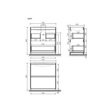 Тумба под раковину Sancos Libra Floor напольная, 790х450х840 мм, c двумя ящиками оснащенными доводчиками, белый глянец, (без раковины) (LB80FW)