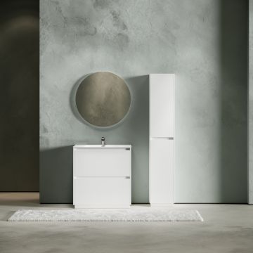 Тумба под раковину Sancos Libra Floor напольная, 790х450х840 мм, c двумя ящиками оснащенными доводчиками, белый глянец, (без раковины) (LB80FW)