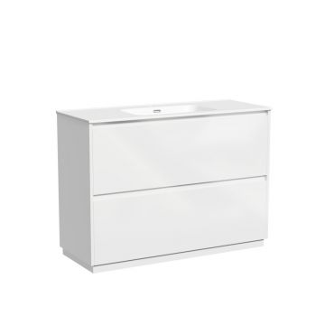 Тумба под раковину Sancos (Санкос) Libra Floor напольная, 1190х450х840 мм, c двумя ящиками оснащенными доводчиками, белый глянец, (без раковины) (LB120F-1W)