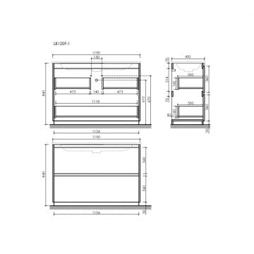 Тумба под раковину Sancos (Санкос) Libra Floor напольная, 1190х450х840 мм, c двумя ящиками оснащенными доводчиками, белый глянец, (без раковины) (LB120F-1W)