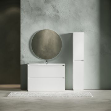 Тумба под раковину Sancos (Санкос) Libra Floor напольная, 1190х450х840 мм, c двумя ящиками оснащенными доводчиками, белый глянец, (без раковины) (LB120F-1W)