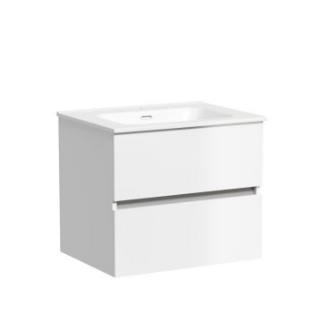 Тумба подвесная Sancos Urban 590х450х550 мм, c двумя ящиками оснащенными доводчиками, белый глянец, (без раковины) (UR60W)