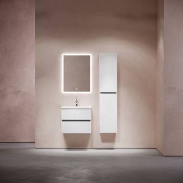 Тумба подвесная Sancos Urban 590х450х550 мм, c двумя ящиками оснащенными доводчиками, белый глянец, (без раковины) (UR60W)