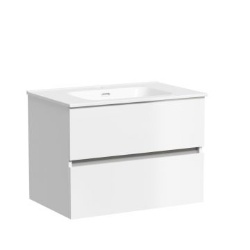 Тумба подвесная Sancos (Санкос) Urban 690х450х550 мм, c двумя ящиками оснащенными доводчиками, белый глянец, (без раковины) (UR70W)