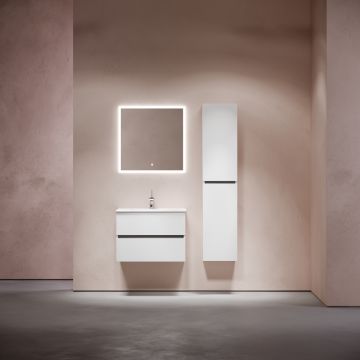 Тумба подвесная Sancos (Санкос) Urban 690х450х550 мм, c двумя ящиками оснащенными доводчиками, белый глянец, (без раковины) (UR70W)