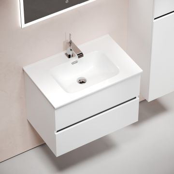 Тумба подвесная Sancos (Санкос) Urban 690х450х550 мм, c двумя ящиками оснащенными доводчиками, белый глянец, (без раковины) (UR70W)