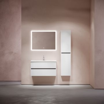 Тумба подвесная Sancos (Санкос) Urban 890х450х550 мм, c двумя ящиками оснащенными доводчиками, белый глянец, (без раковины) (UR90W)