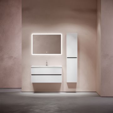 Тумба подвесная Sancos (Санкос) Urban 990х450х550 мм, c двумя ящиками оснащенными доводчиками, белый глянец, (без раковины) (UR100W)