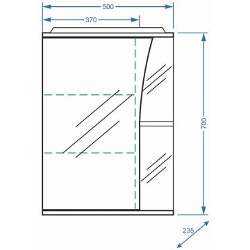 Зеркало-шкаф Stella (Стелла) Polar Винчи 50/С, левое SP-00000033 белый
