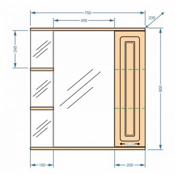 Зеркало-шкаф Stella (Стелла) Polar Кармела 75/С, SP-00000182 Карпатская ель