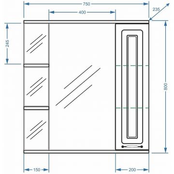 Зеркало-шкаф Stella (Стелла) Polar Кармела 75/С, SP-00000185 Ольха белая