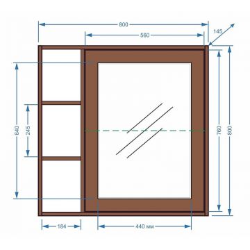 Зеркало-шкаф Stella Polar (Стелла Поляр) Монтоне 80, SP-00000158 венге