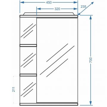 Зеркало-шкаф Stella (Стелла) Polar Нелея 45/С, правое SP-00000223 белый