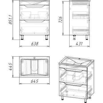 Тумба Stella Polar (Стелла Поляр) Абигель 65, SP-00001131 серый, цемент