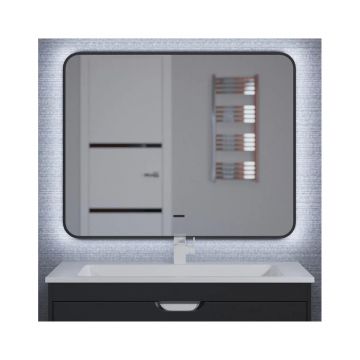 Зеркало для ванной с подсветкой Uperwood (Аппервуд) Modul, 100х80 см, бесконтактный сенсор, антизапотевание, черное, холодная подсветка