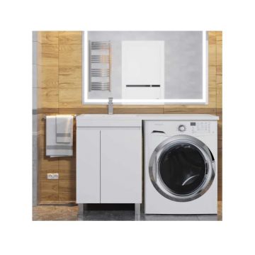 Тумба под стиральную машину Uperwood Magenta, 50 см, напольная, белая, с дверцами