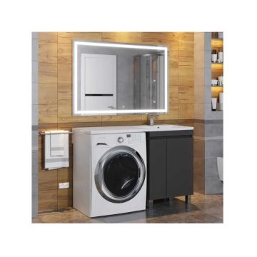 Тумба под стиральную машину Uperwood Magenta, 50 см, напольная, черная, с дверцами