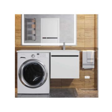 Тумба под стиральную машину Uperwood Magenta, 50 см, подвесная, белая/графит, выдвижной ящик