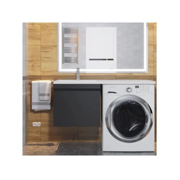 Тумба под стиральную машину Uperwood Magenta, 50 см, подвесная, черная, выдвижной ящик