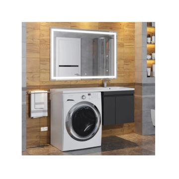 Тумба под стиральную машину Uperwood Magenta, 50 см, подвесная, черная, с дверцами