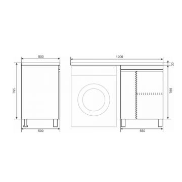 Тумба под стиральную машину Uperwood (Аппервуд) Magenta, 60 см, напольная, черная, с дверцами