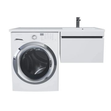 Тумба под стиральную машину Uperwood (Аппервуд) Magenta, 60 см, подвесная, белая/графит, выдвижной ящик