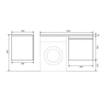 Тумба под стиральную машину Uperwood (Аппервуд) Magenta, 60 см, подвесная, белая/графит, выдвижной ящик