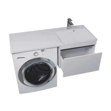 Тумба под стиральную машину Uperwood (Аппервуд) Magenta, 60 см, подвесная, белая/графит, выдвижной ящик